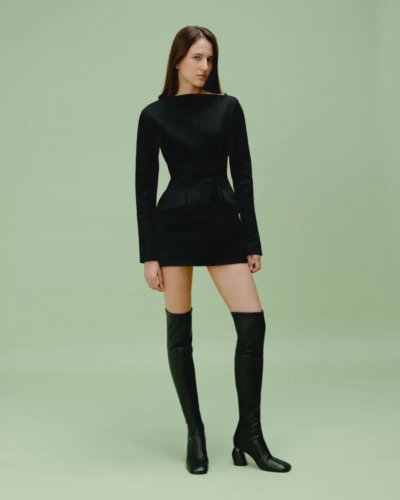 High heel thigh boots Gae High Black Lamb