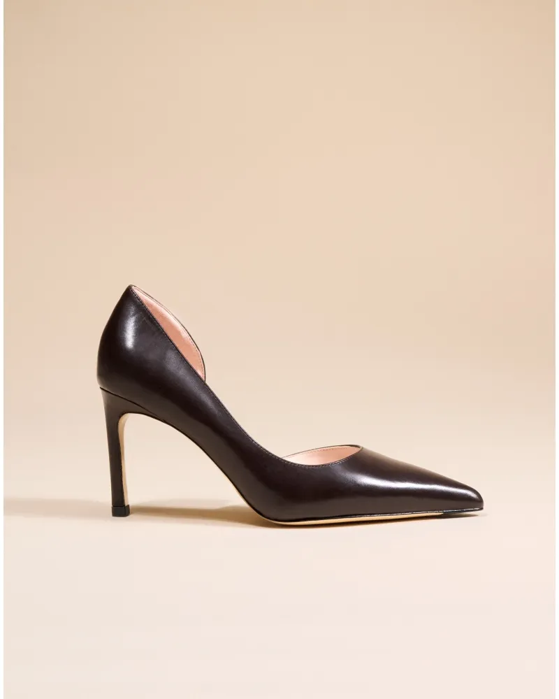 Escarpin en cuir chocolat à bout pointu Kelly Chocolate