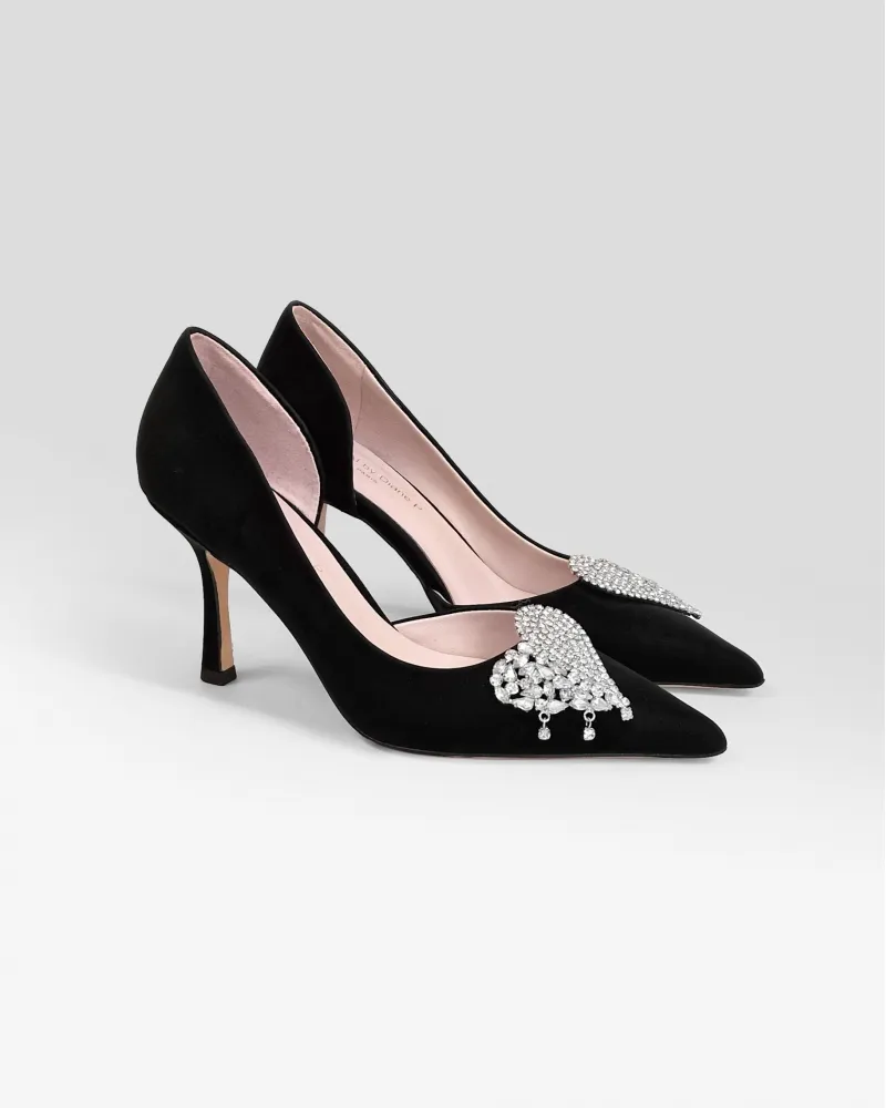 Escarpins à bout pointu et coeur strassé Bellagio by Diane Perreau