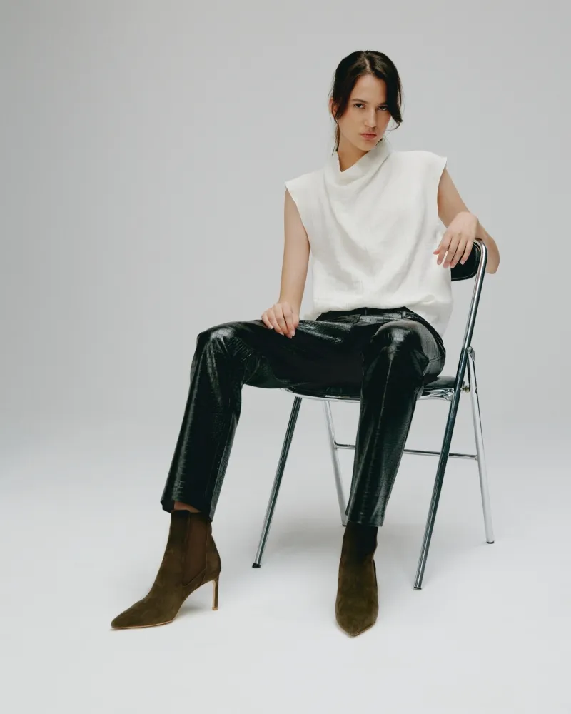 Pointed Toe Heeled Ankle Boots Dora Kaki Suede