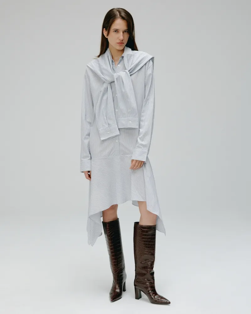 CHOCOLATE CROCODILE-STYLE BOOTS WITH HIGH BLOCK HEELS WASSILY CHOCOLATE CROC