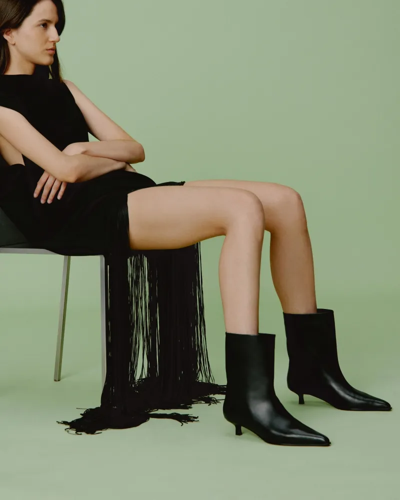 LOW-HEELED BOOTS WITH POINTED TOES WRIGHT BLACK