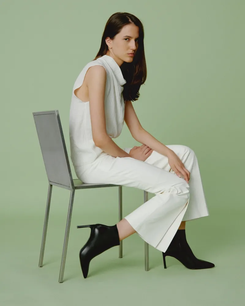 Ankle boots with heel and pointed toe Noura Black Calf