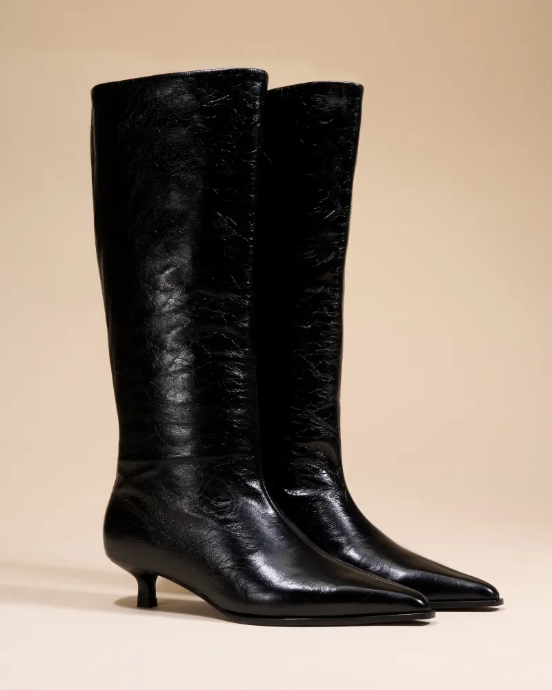 LOW-HEELED BOOTS WITH POINTED TOES VIVIENNE CRINKLED