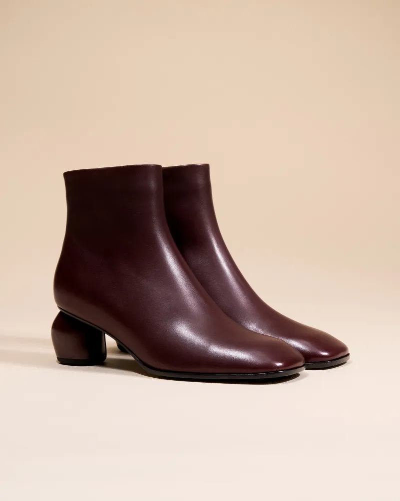 BURGUNDY BOOTS WITH SQUARE TOES AND LOW HEELS TADAO BURGUNDY