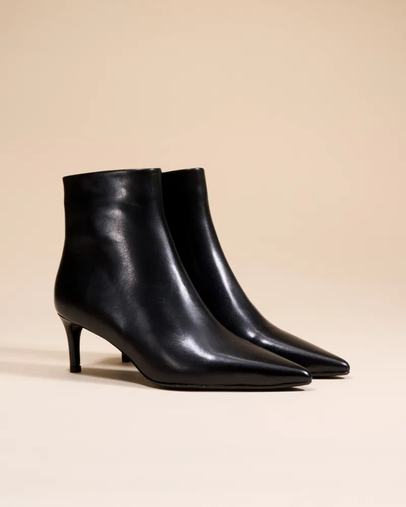 Ankle boots with heel and pointed toe Noura Low Black Calf