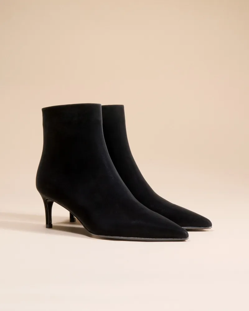 Ankle boots with heel and pointed toe Noura Low Black Mat