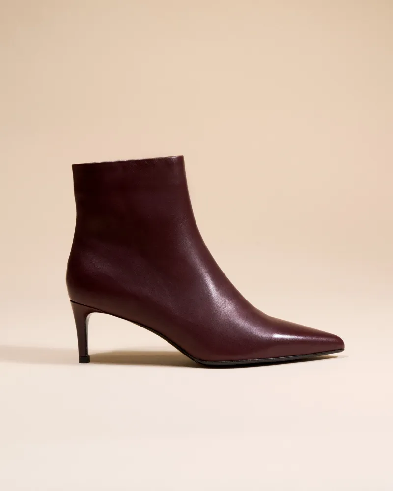 Ankle boots with heel and pointed toe Noura Low Burgundy