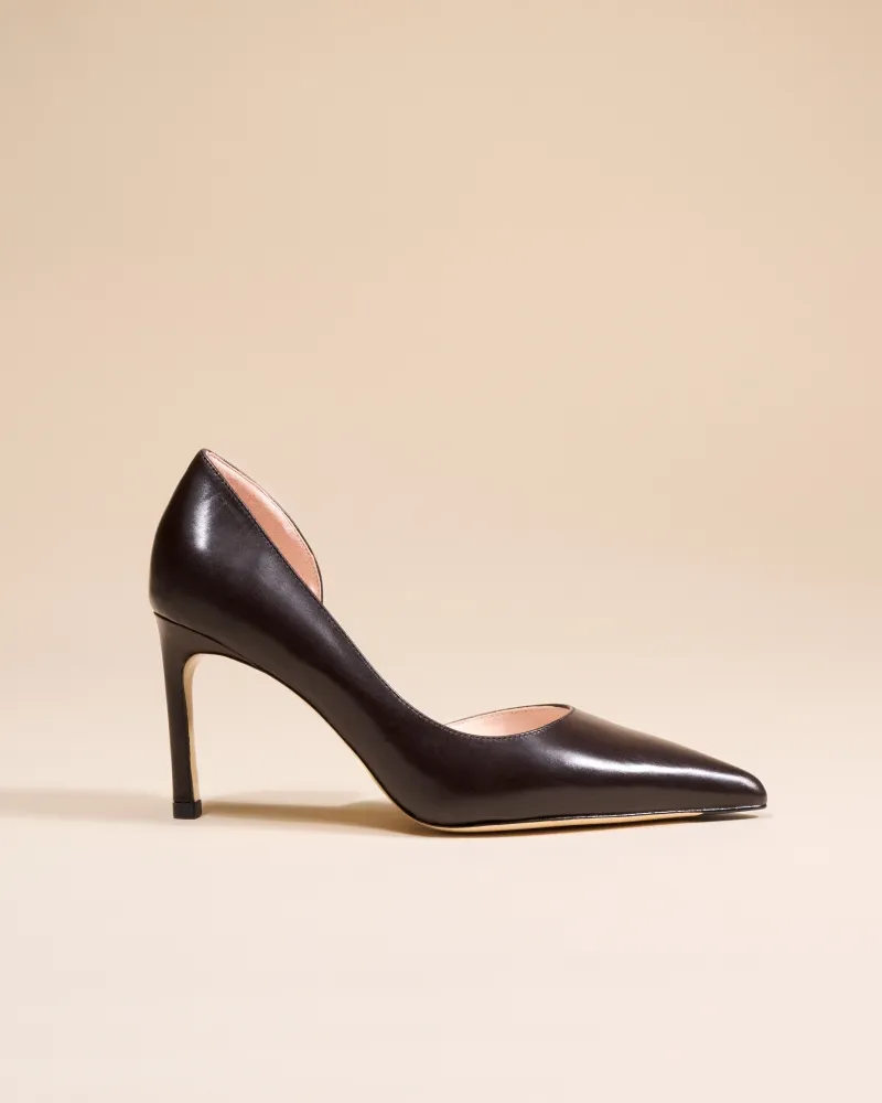 Pointed-toe leather pump Kelly Chocolate