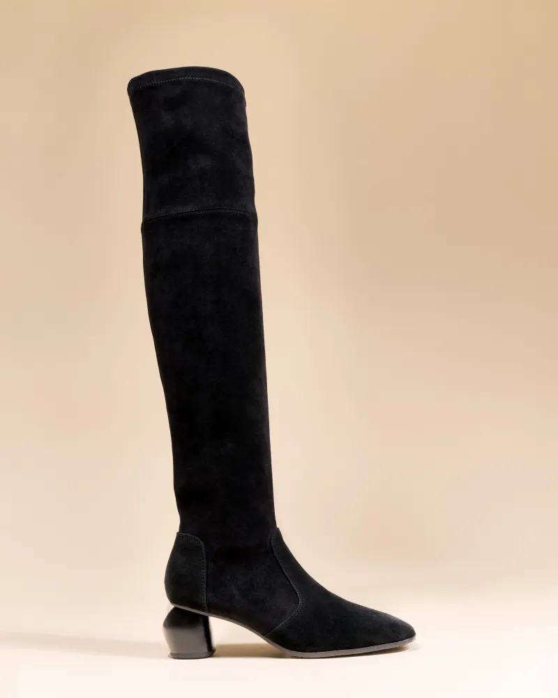 Low-heeled thigh boots Gae Low Black
