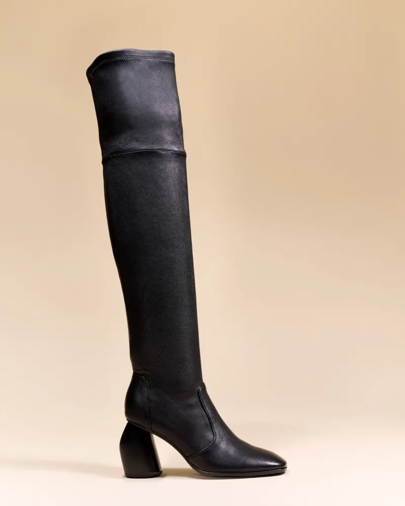 High heel thigh boots Gae High Black Lamb