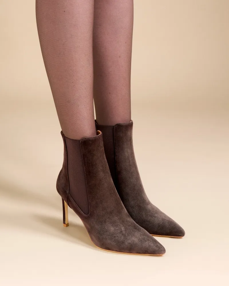 Dora Chocolate Suede Pointy Boot