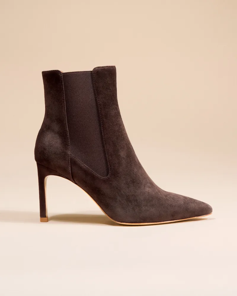 Dora Chocolate Suede Pointy Boot