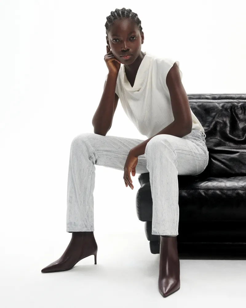 Ankle boots with heel and pointed toe Noura Low Burgundy