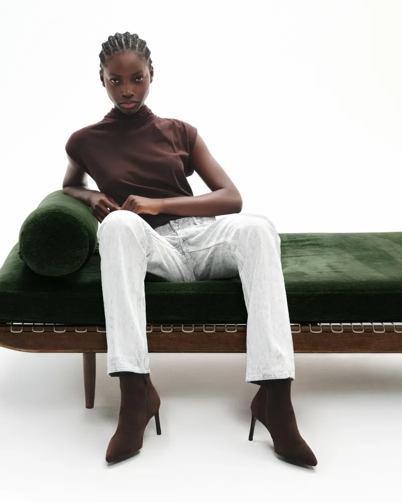 Ankle boots with heel and pointed toe Noura Chocolate Suede