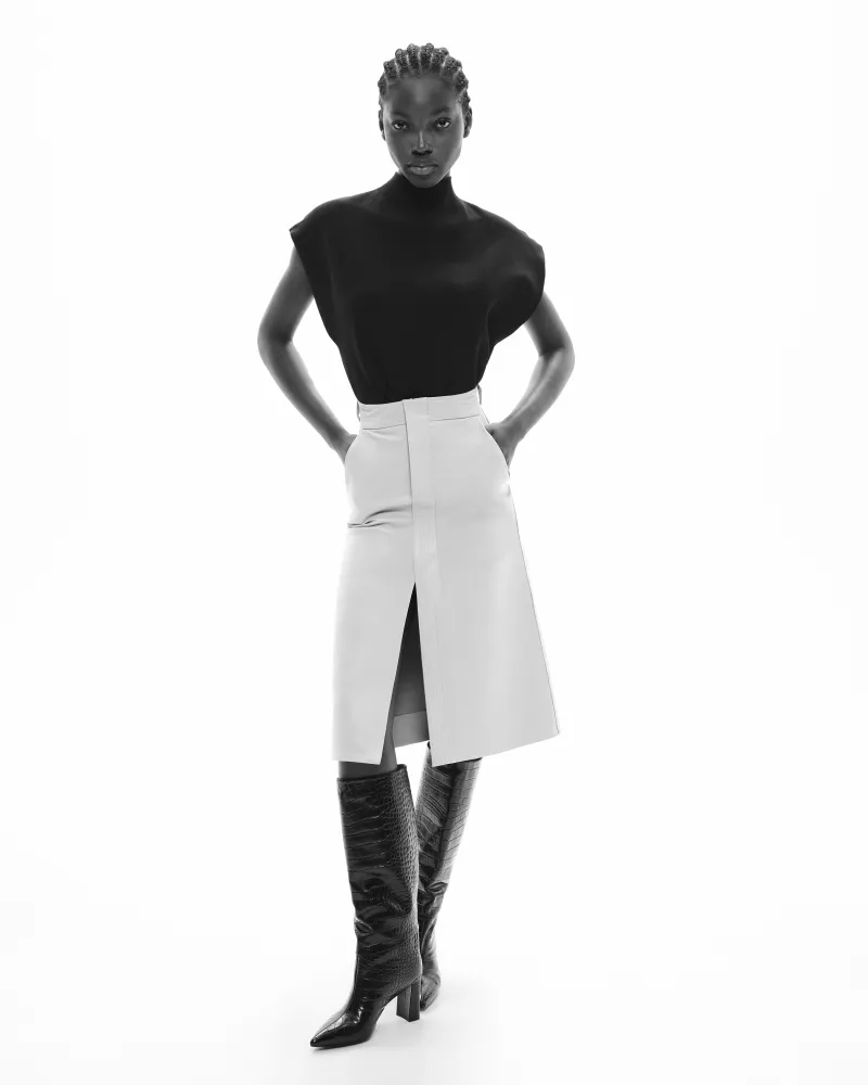 BLACK CROCODILE-STYLE BOOTS WITH HIGH BLOCK HEELS WASSILY BLACK CROC