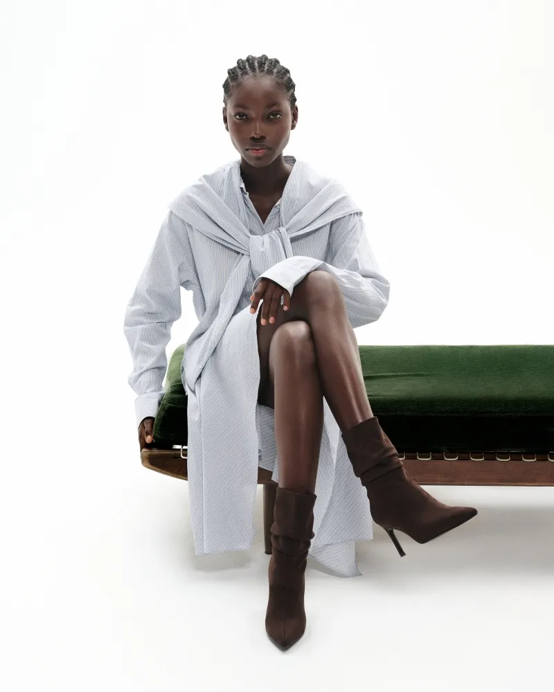 HIGH HEELED BOOTS WITH POINTED TOES ZAHA CHOCOLATE