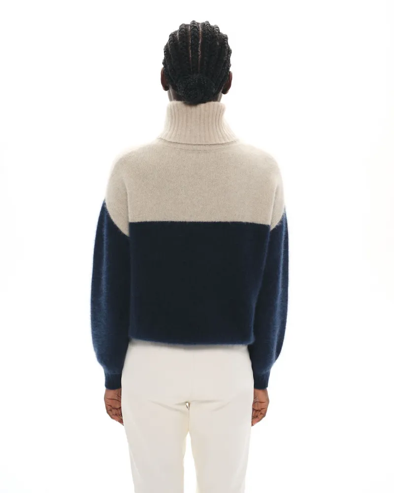 RACOON KNIT SWEATER SOLAL NAVY GREY