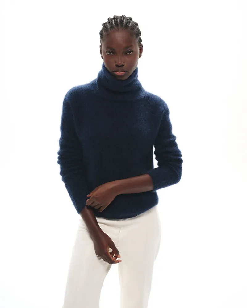 RACCOON KNIT TURTLE NECK SWEATER DANO NAVY