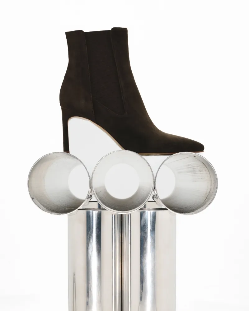 Pointed Toe Heeled Ankle Boots Dora Kaki Suede