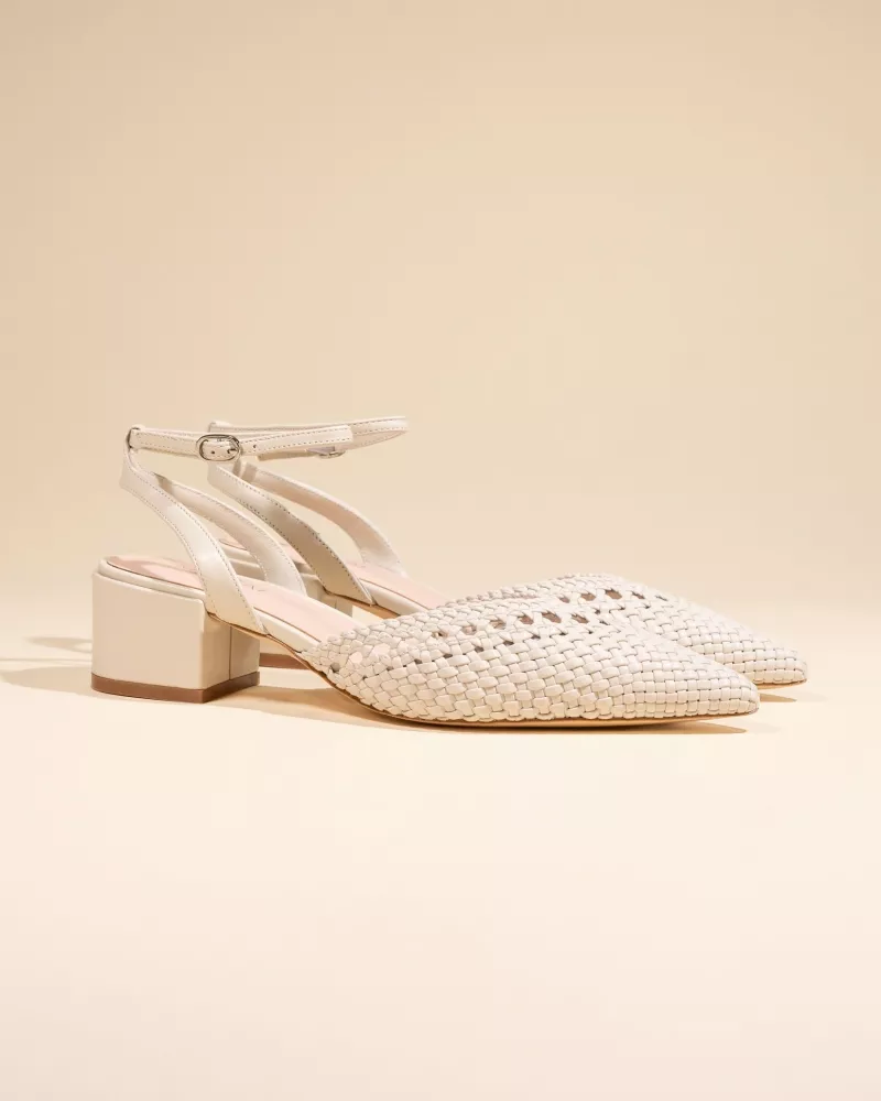 Annie White woven pumps