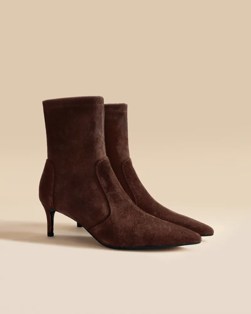 Pointed-toe heel boots Ophelia Low Chocolate