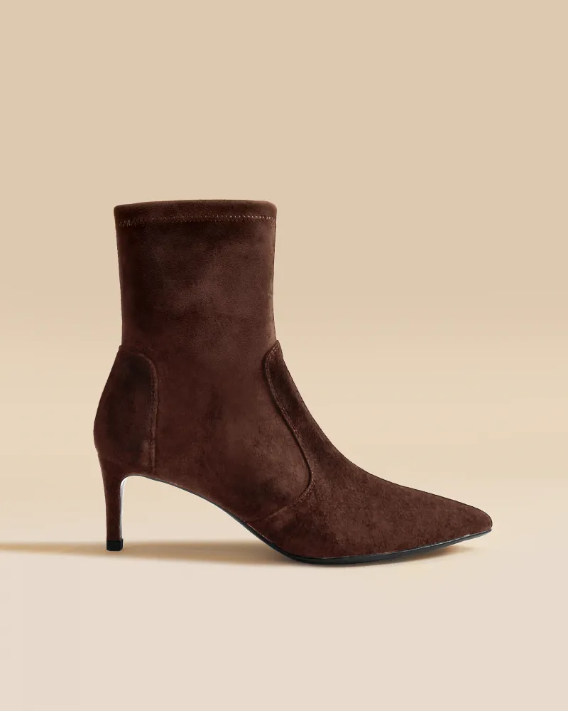Pointed-toe heel boots Ophelia Low Chocolate