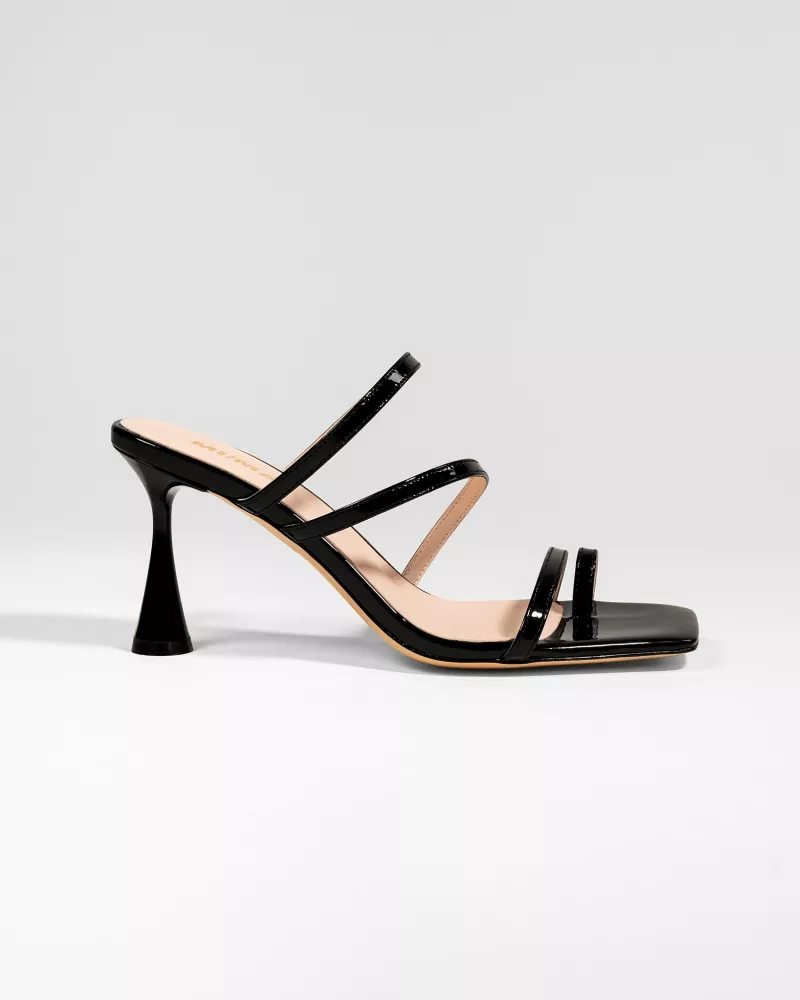 Leather strappy sandal with square toe Sorento Black Patent