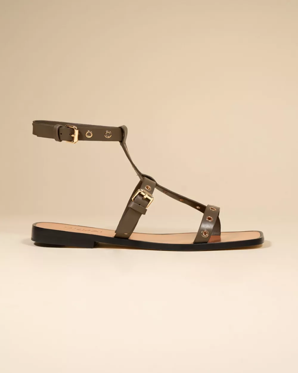 Bonnie Kaki Flat Strappy Sandals