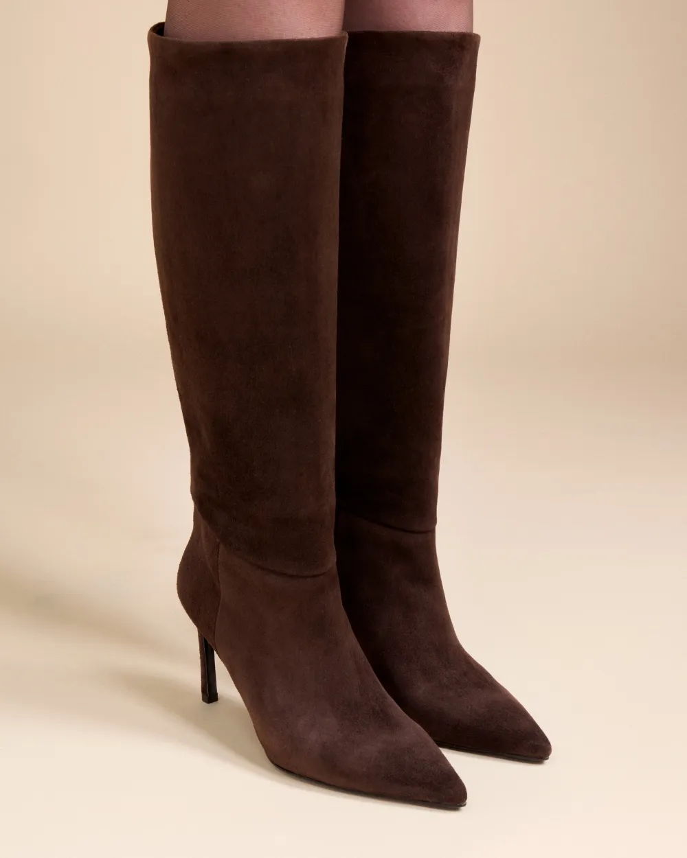 Boots with stiletto heel and pointed toe Coco Chocolate Suede
