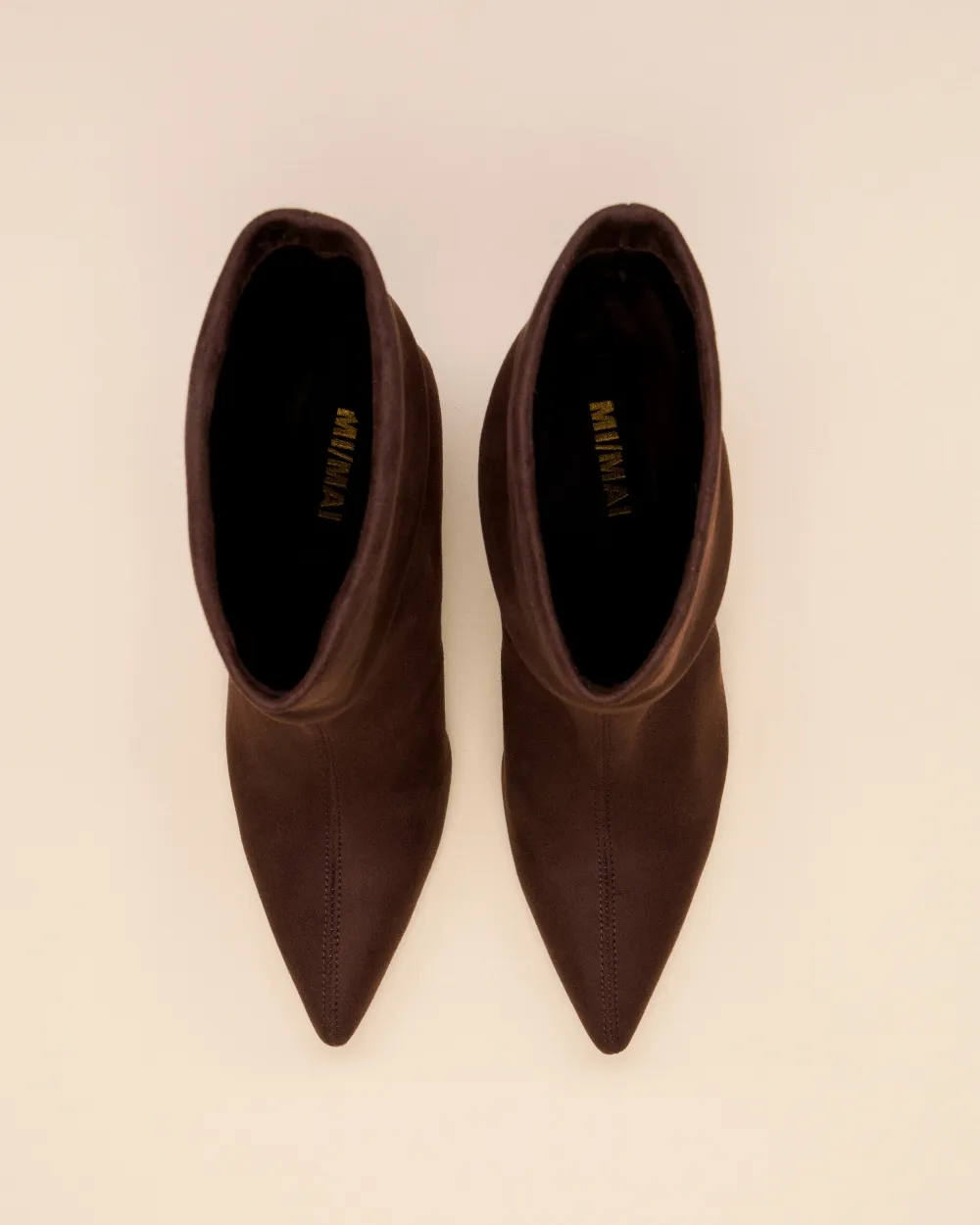 HIGH HEELED BOOTS WITH POINTED TOES ZAHA CHOCOLATE