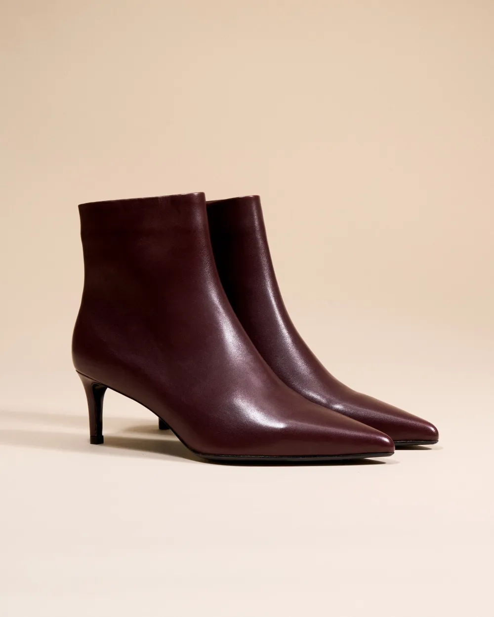 Ankle boots with heel and pointed toe Noura Low Burgundy
