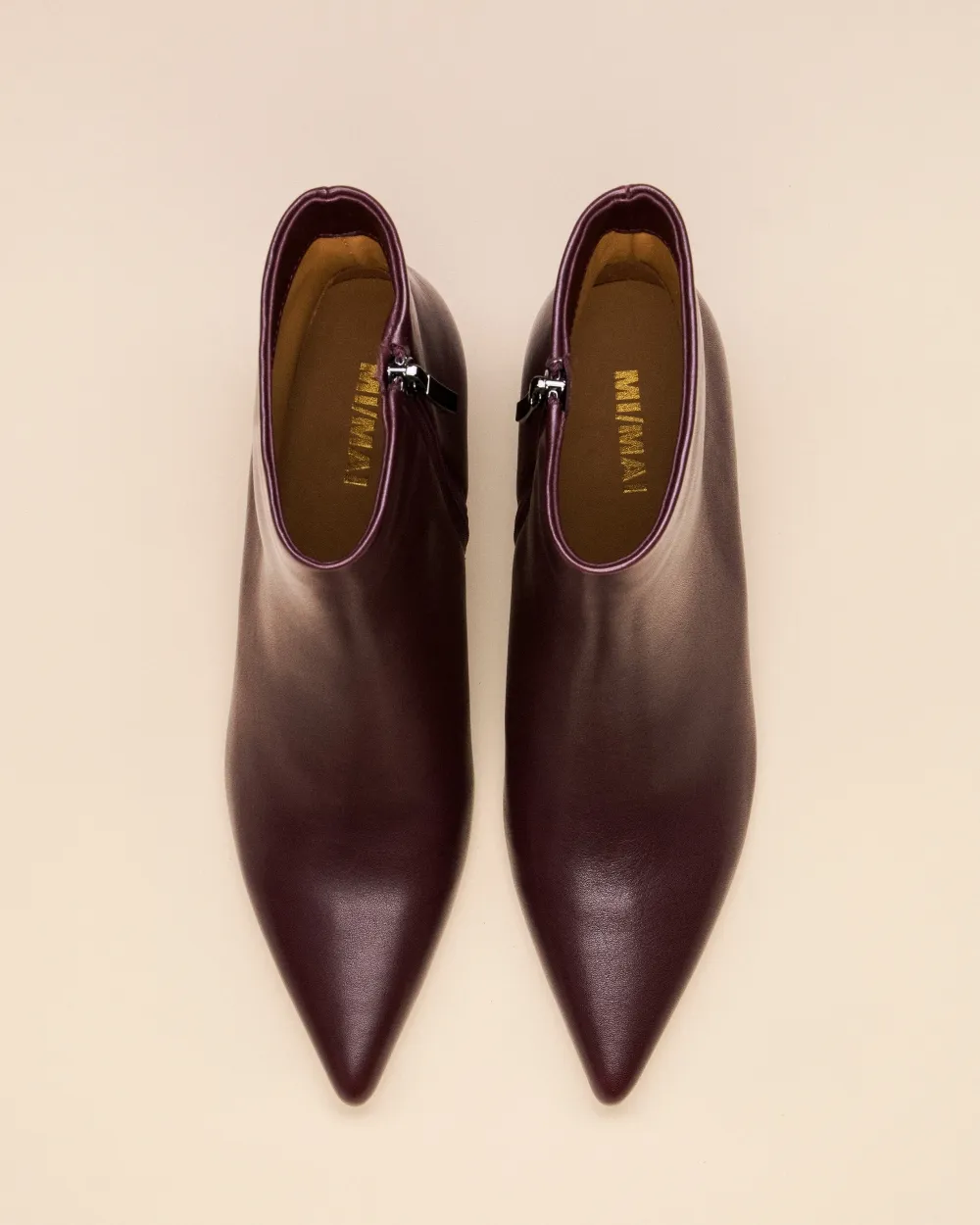 Ankle boots with heel and pointed toe Noura Low Burgundy