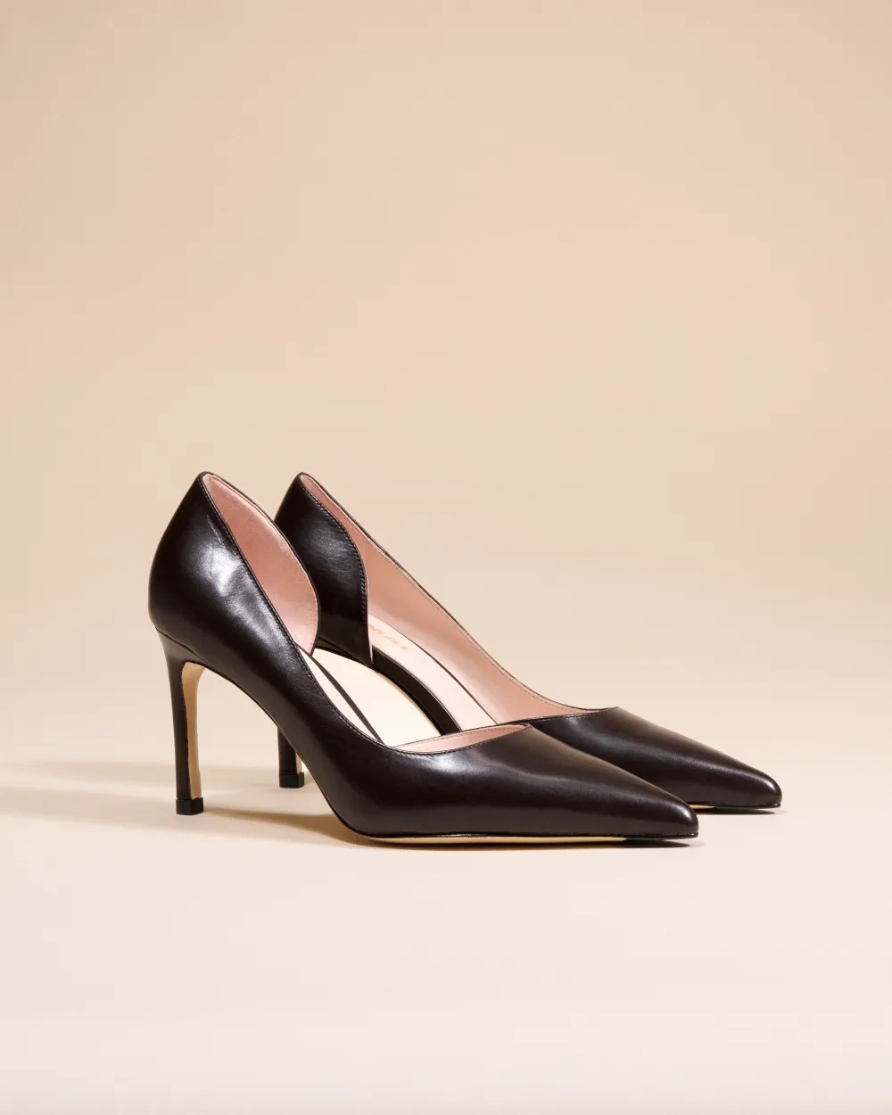 Pointed-toe leather pump Kelly Chocolate