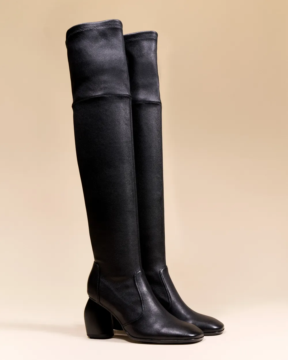 High heel thigh boots Gae High Black Lamb