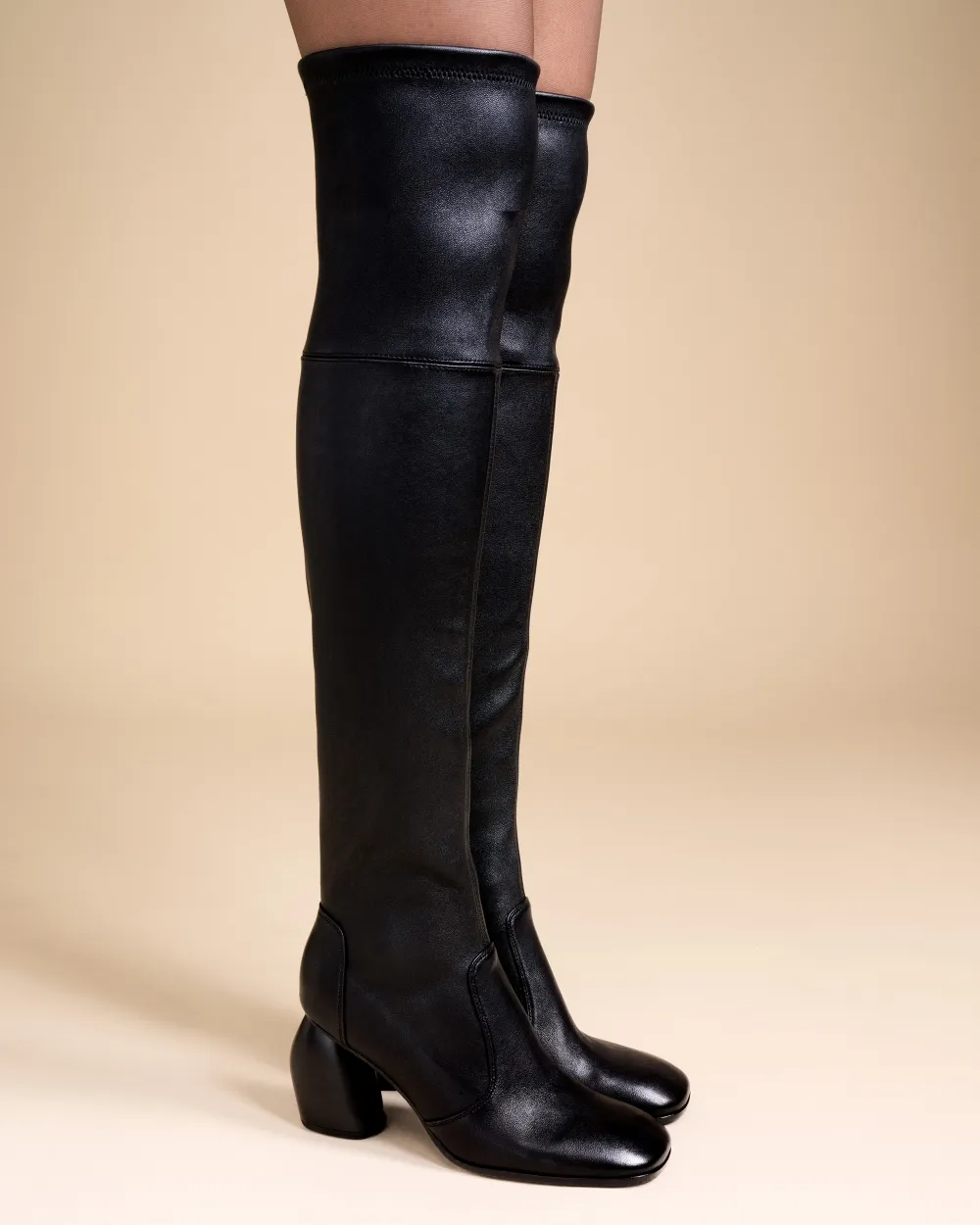 High heel thigh boots Gae High Black Lamb