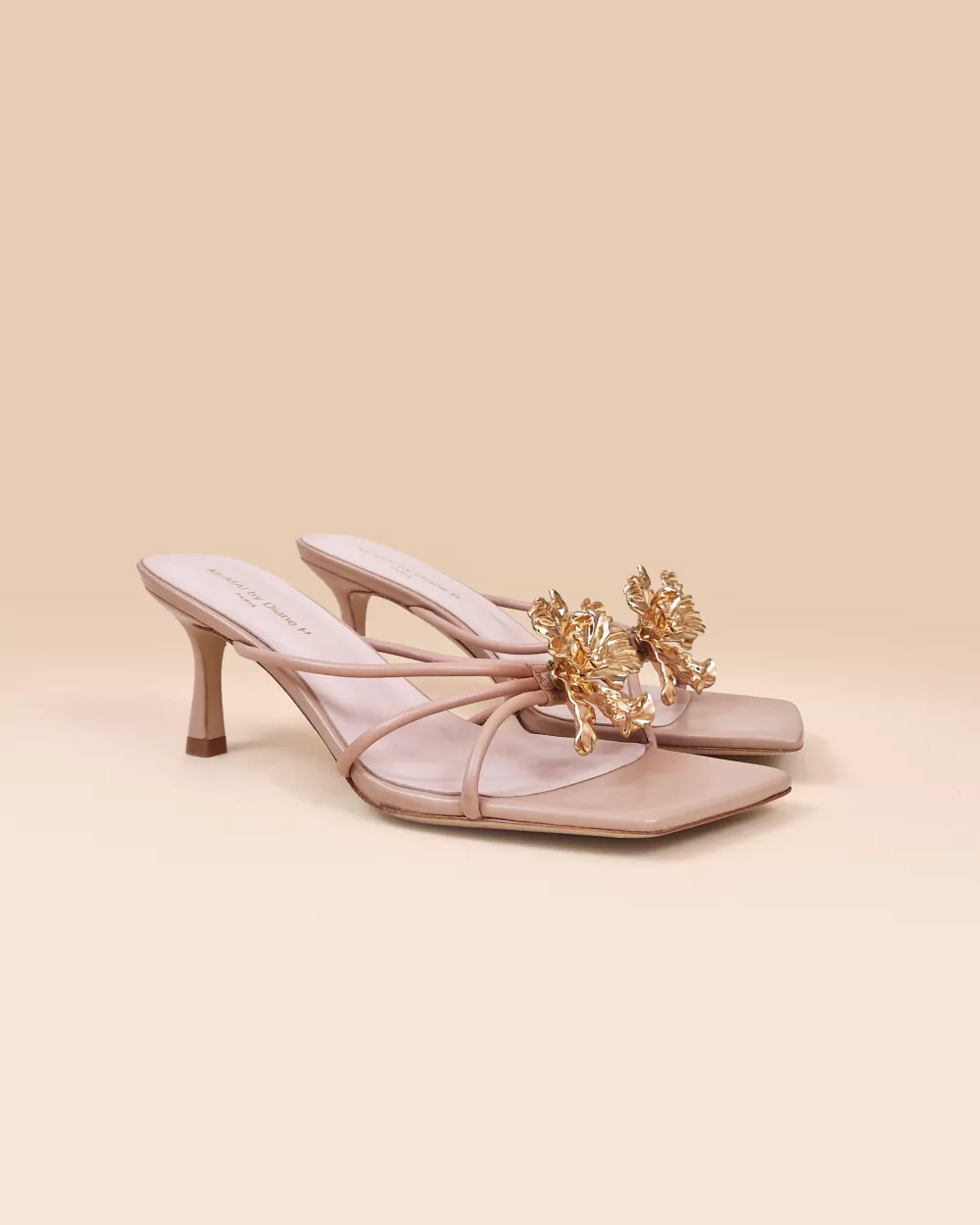 Thira Nude Strappy Mules with Interchangeable Accessories