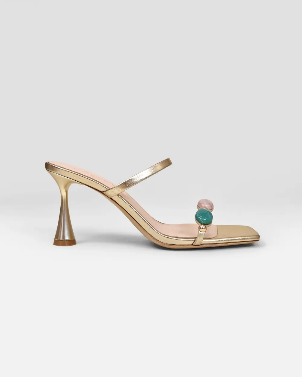 Naxos Gold Mules with Multicolored Cabochons