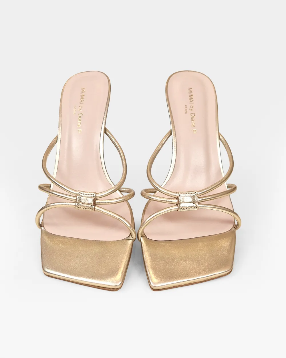 Thira Gold Strappy Mules with Interchangeable Accessories