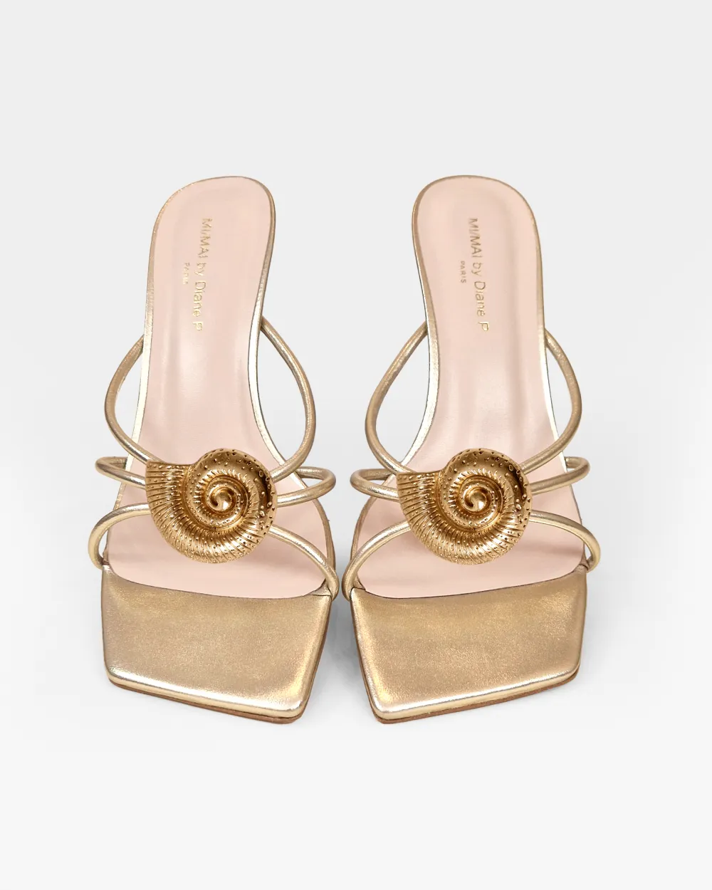 Thira Gold Strappy Mules with Interchangeable Accessories