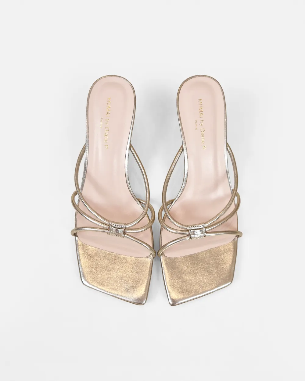 Thira Gold Strappy Mules with Interchangeable Accessories