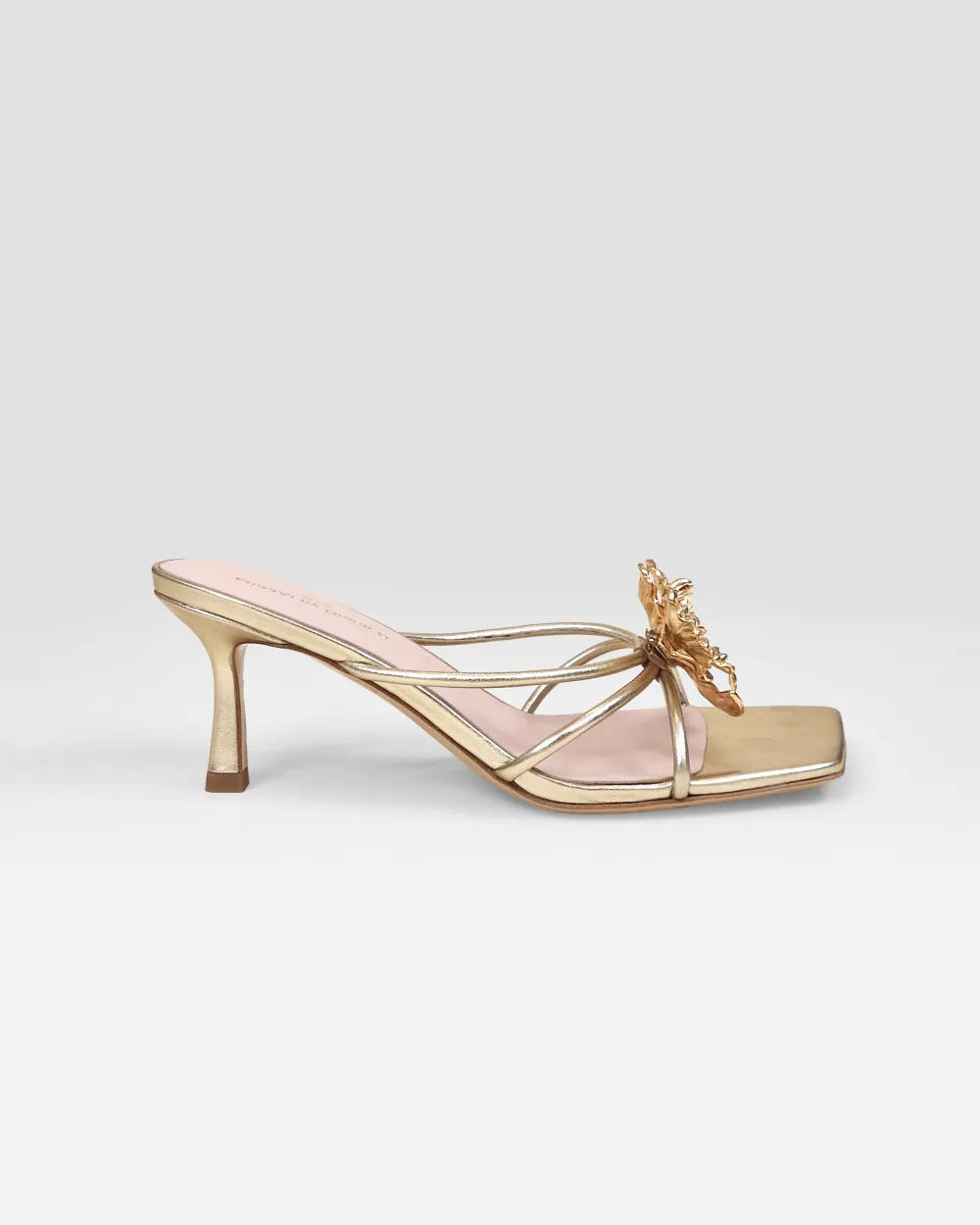 Thira Gold Strappy Mules with Interchangeable Accessories