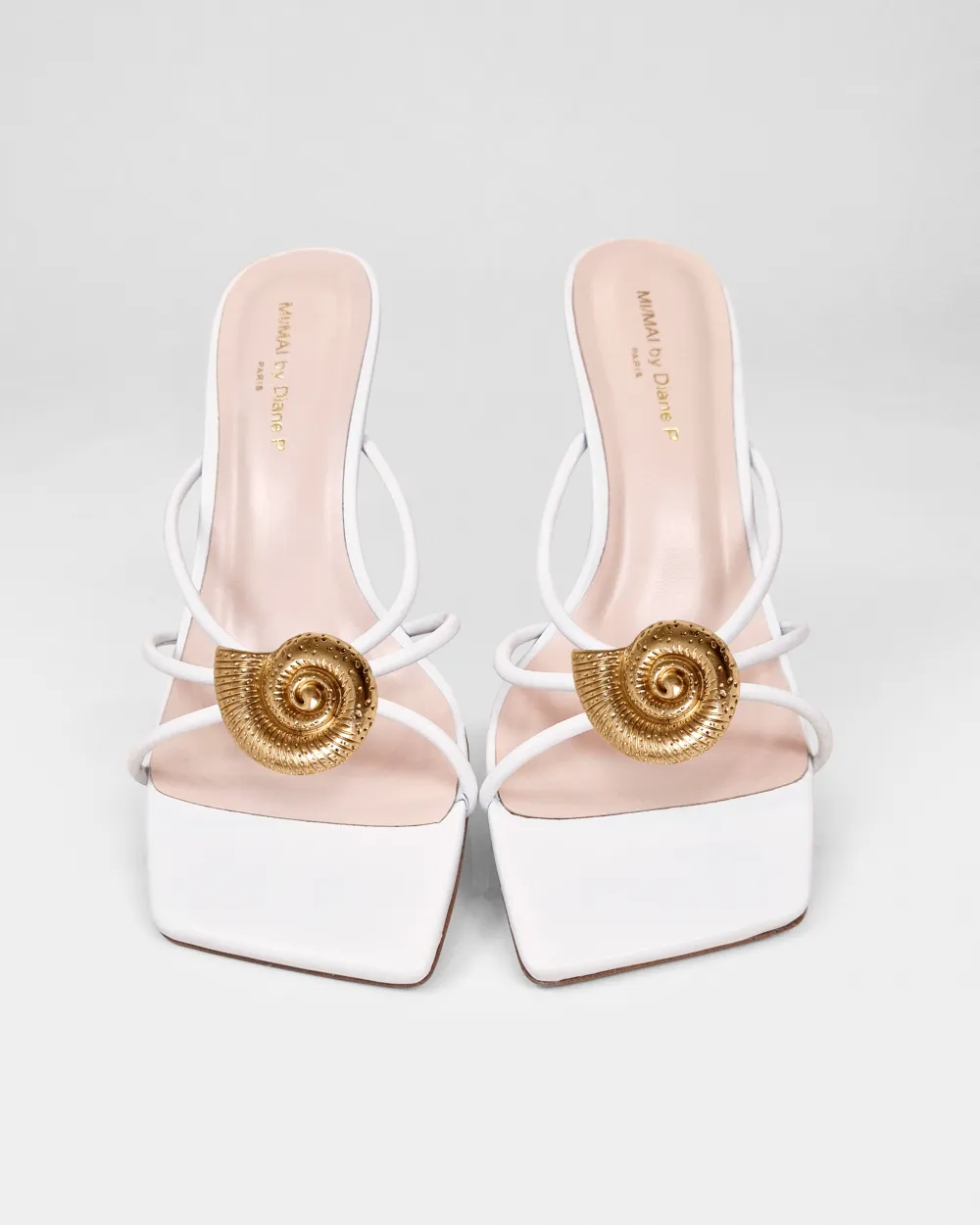 Thira White Strappy Mules with Interchangable Accessories