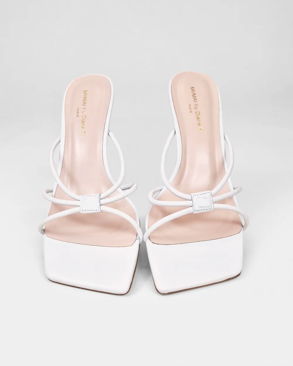 Thira White Strappy Mules with Interchangable Accessories