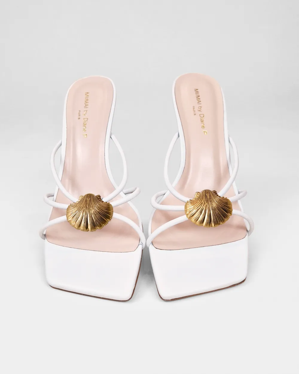 Thira White Strappy Mules with Interchangable Accessories