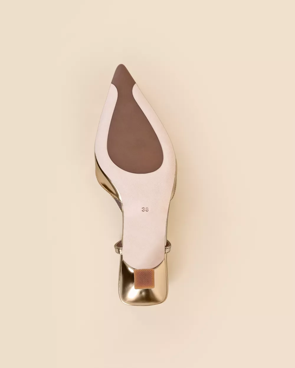 Small sling-back heel stiletto in gold leather Corto Gold