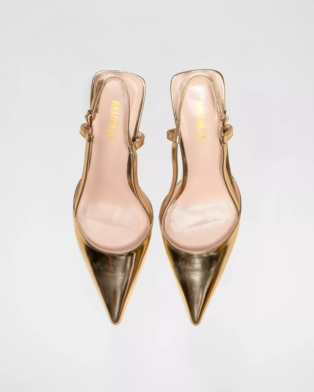 Small sling-back heel stiletto in gold leather Corto Gold