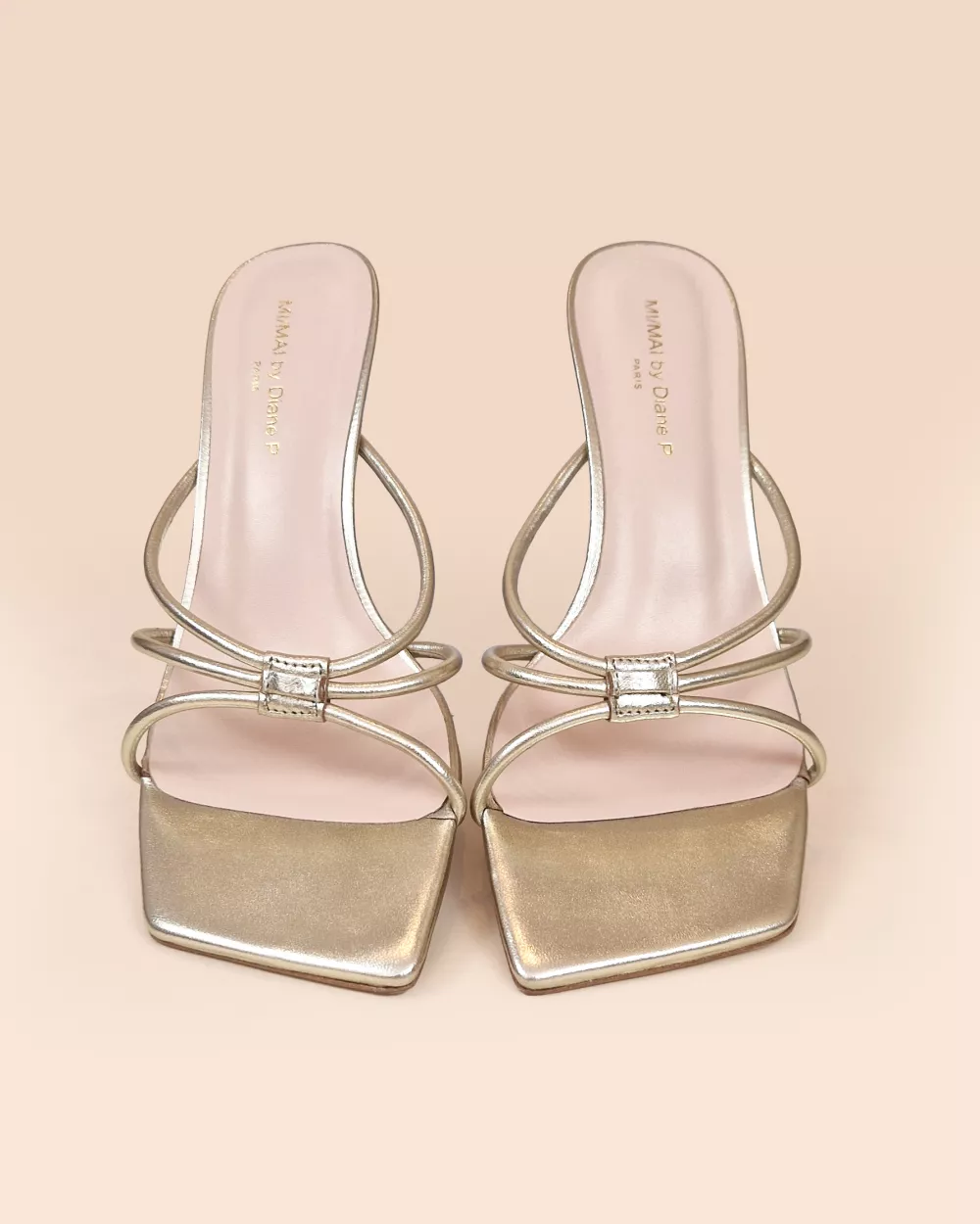 Thira Gold Strappy Mules with Interchangeable Accessories
