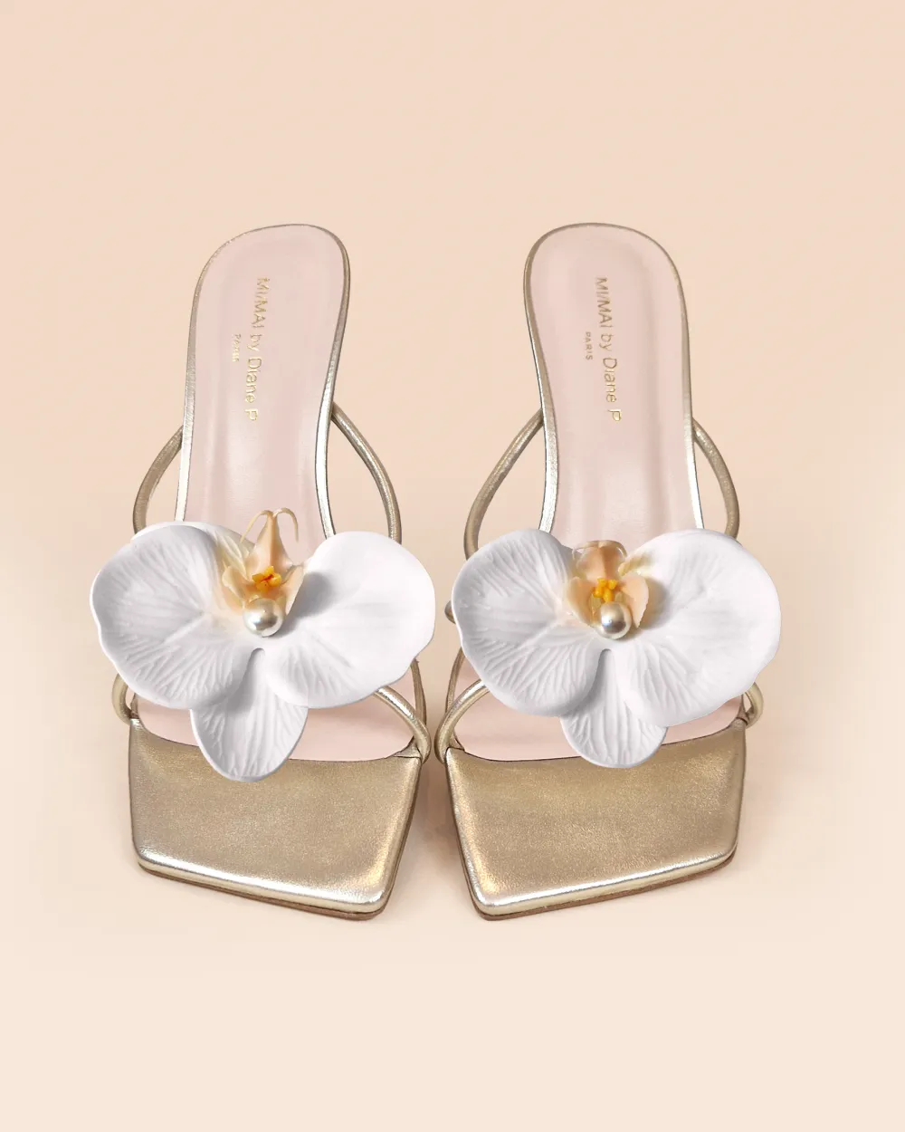 Thira Gold Strappy Mules with Interchangeable Accessories