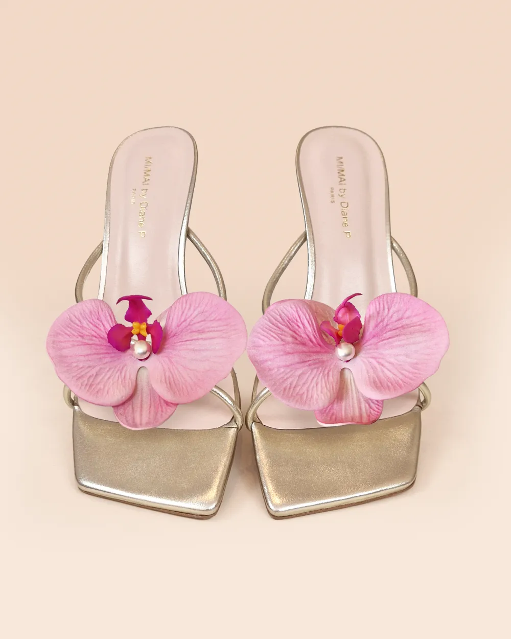 Thira Gold Strappy Mules with Interchangeable Accessories